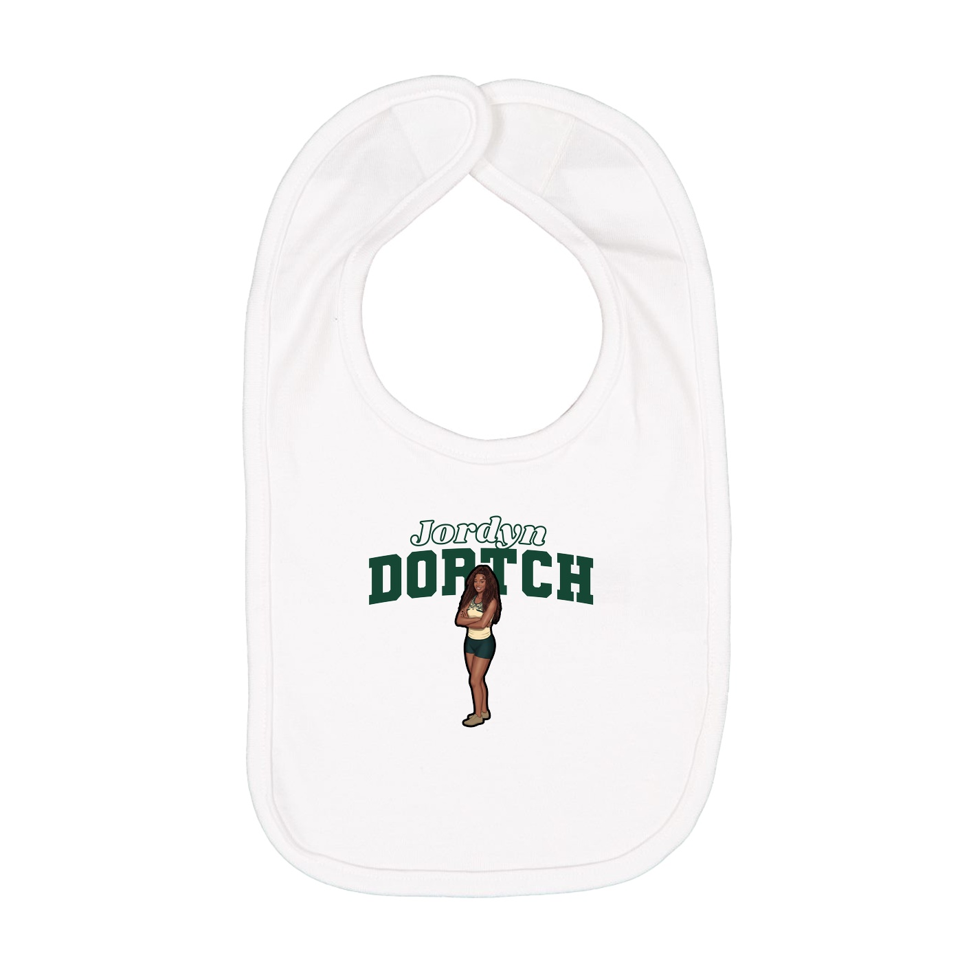 Infant Bib — Name Arch in White