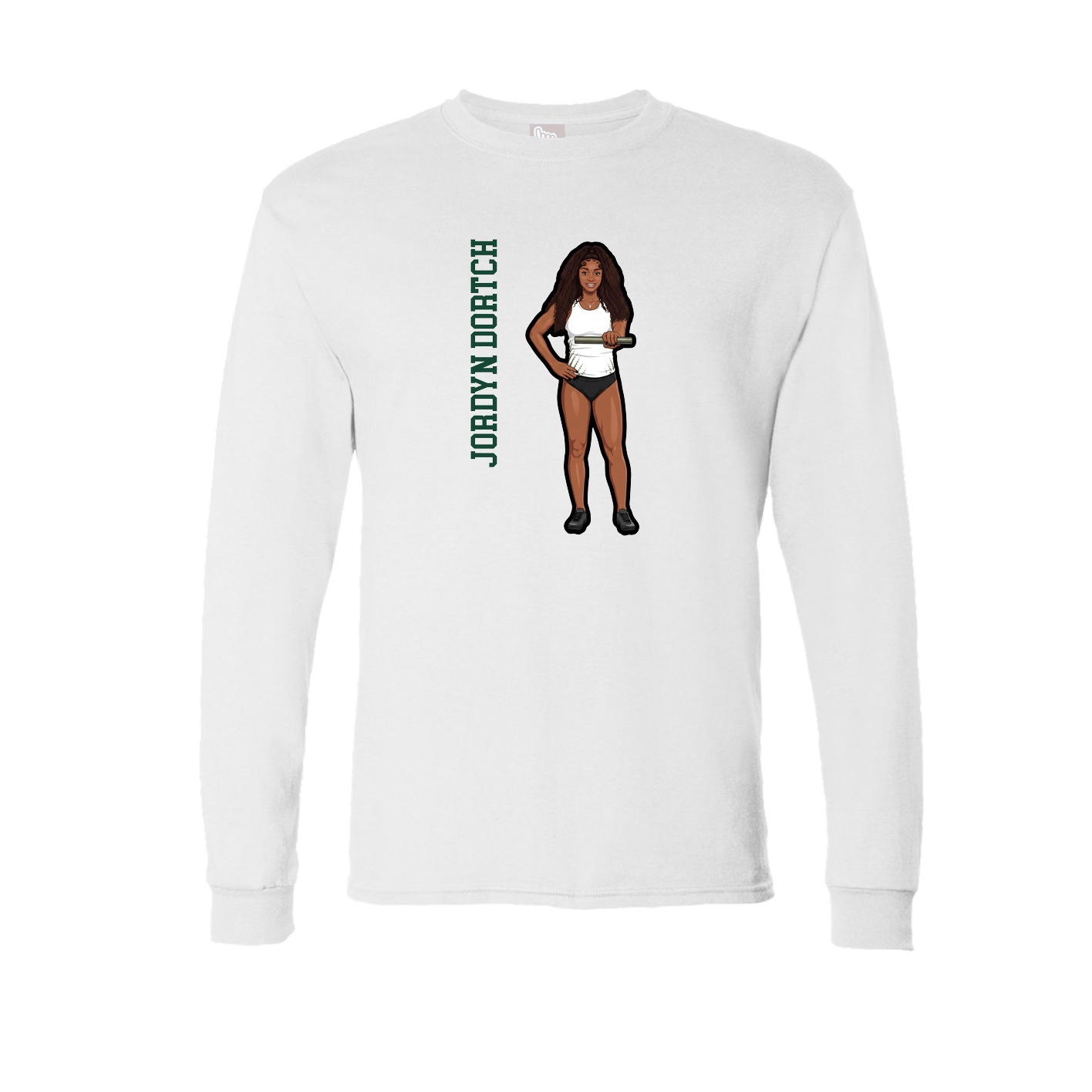 Long Sleeve Tee — Name Vertical in White