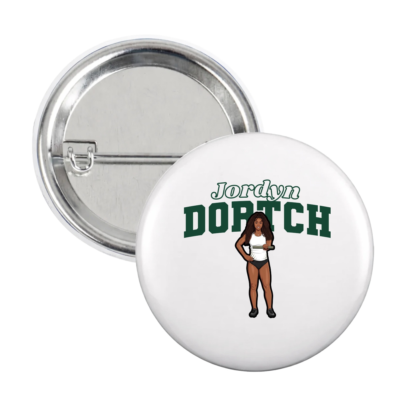 Game Day Button — Name Arch in White