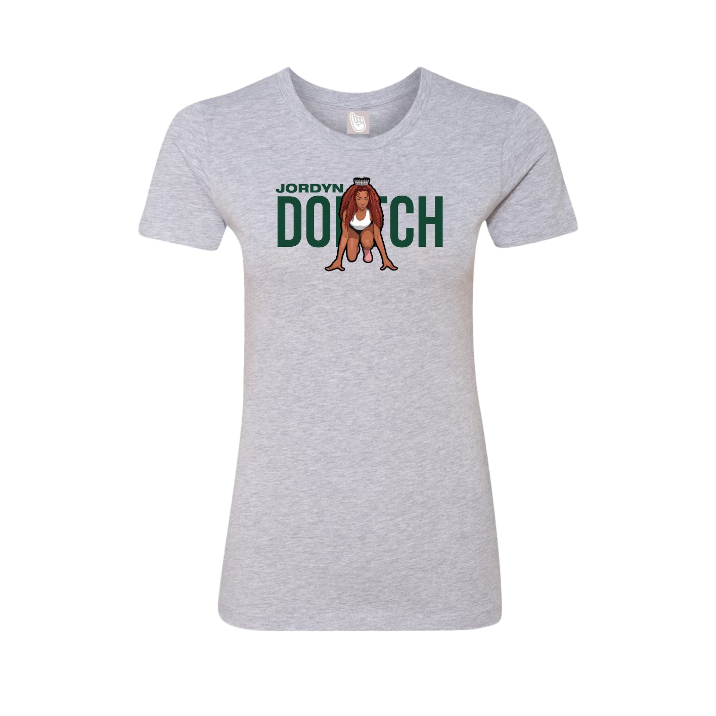 Fitted Women's Tee — Player Name in Grey