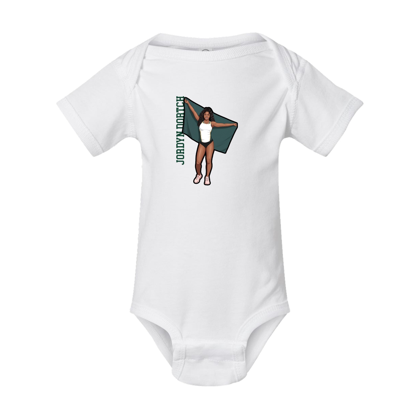 Baby Onesie — Name Vertical in White