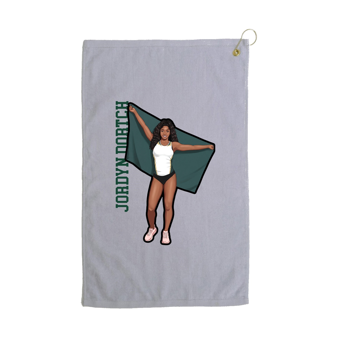 Golf Towel — Name Vertical in Grey