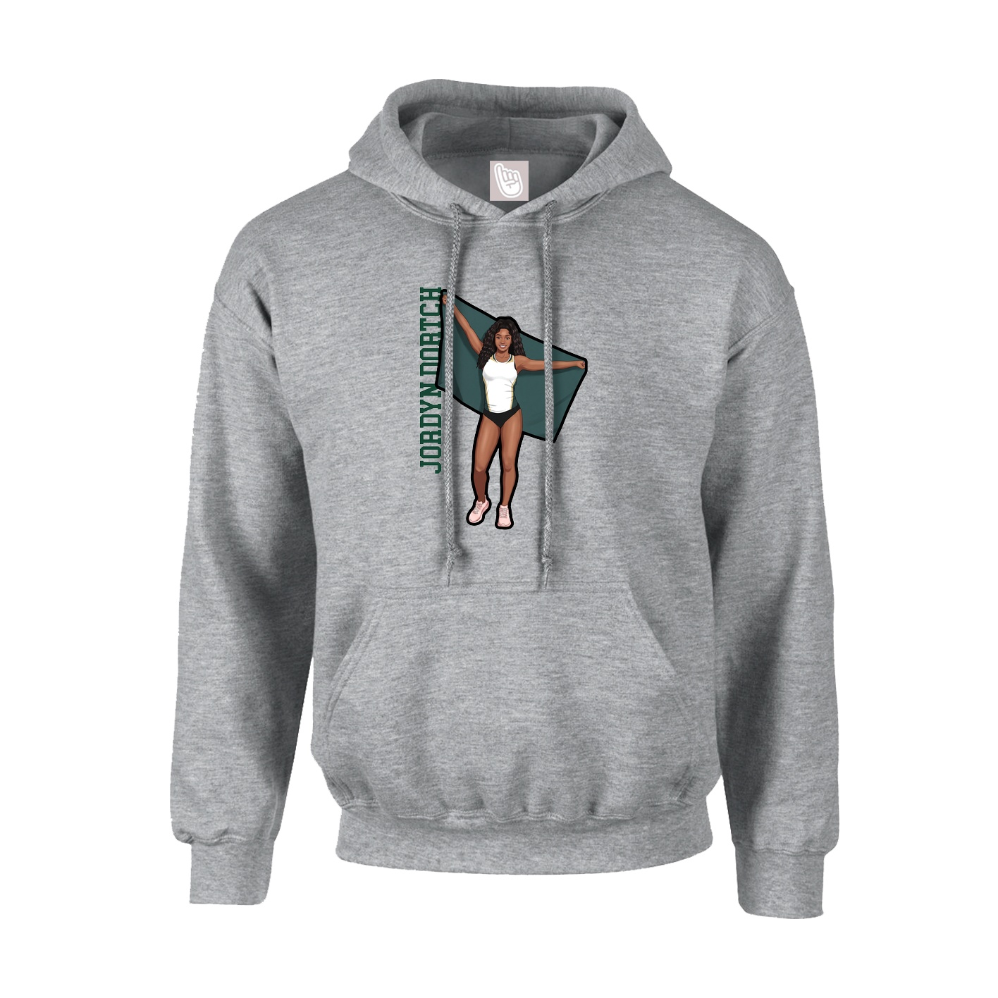 Youth Hoodie — Name Vertical in Grey