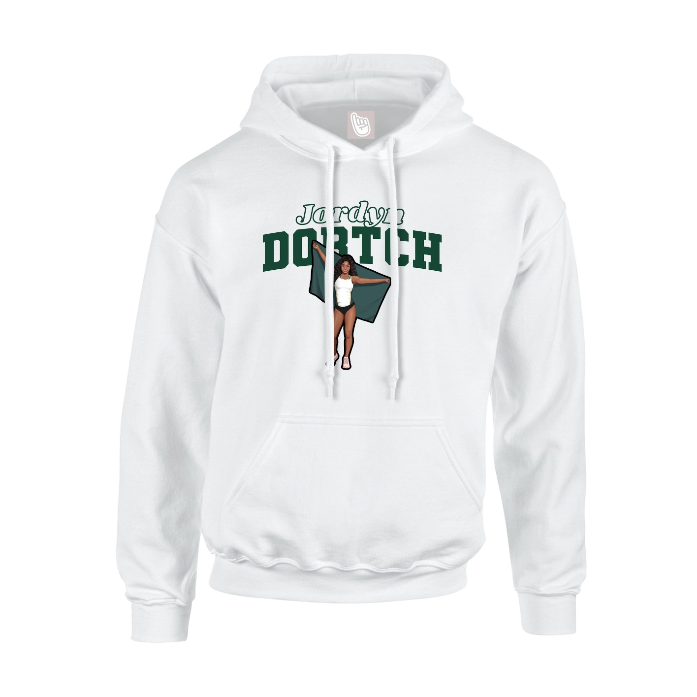 Youth Hoodie — Name Arch in White