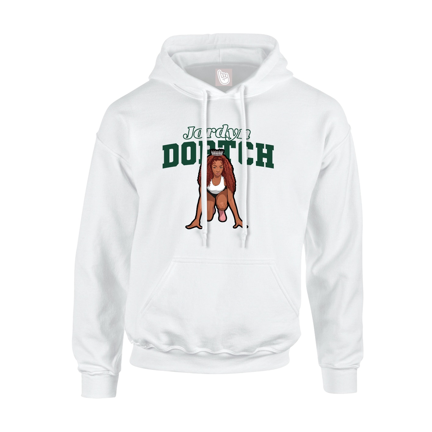 Youth Hoodie — Name Arch in White