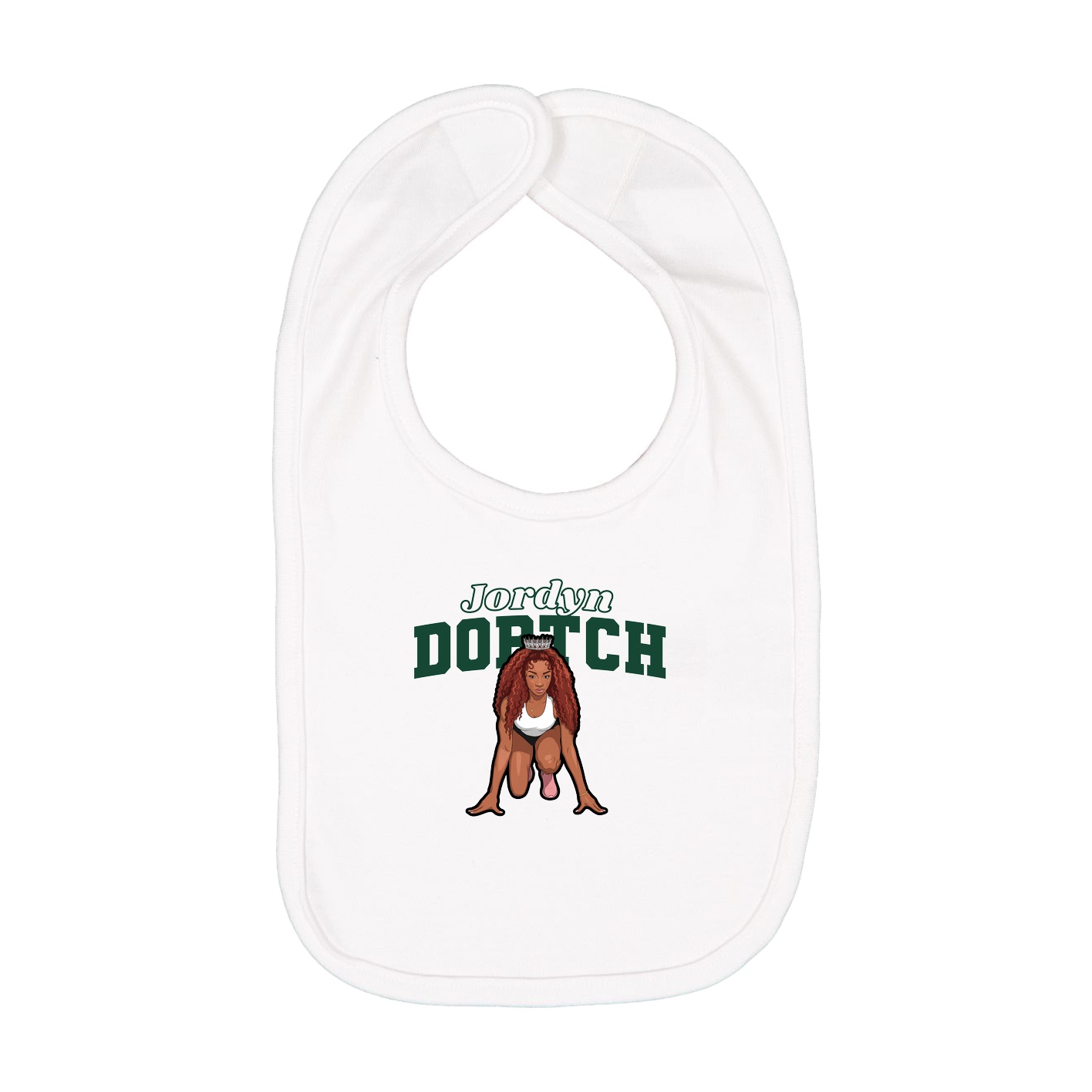 Infant Bib — Name Arch in White