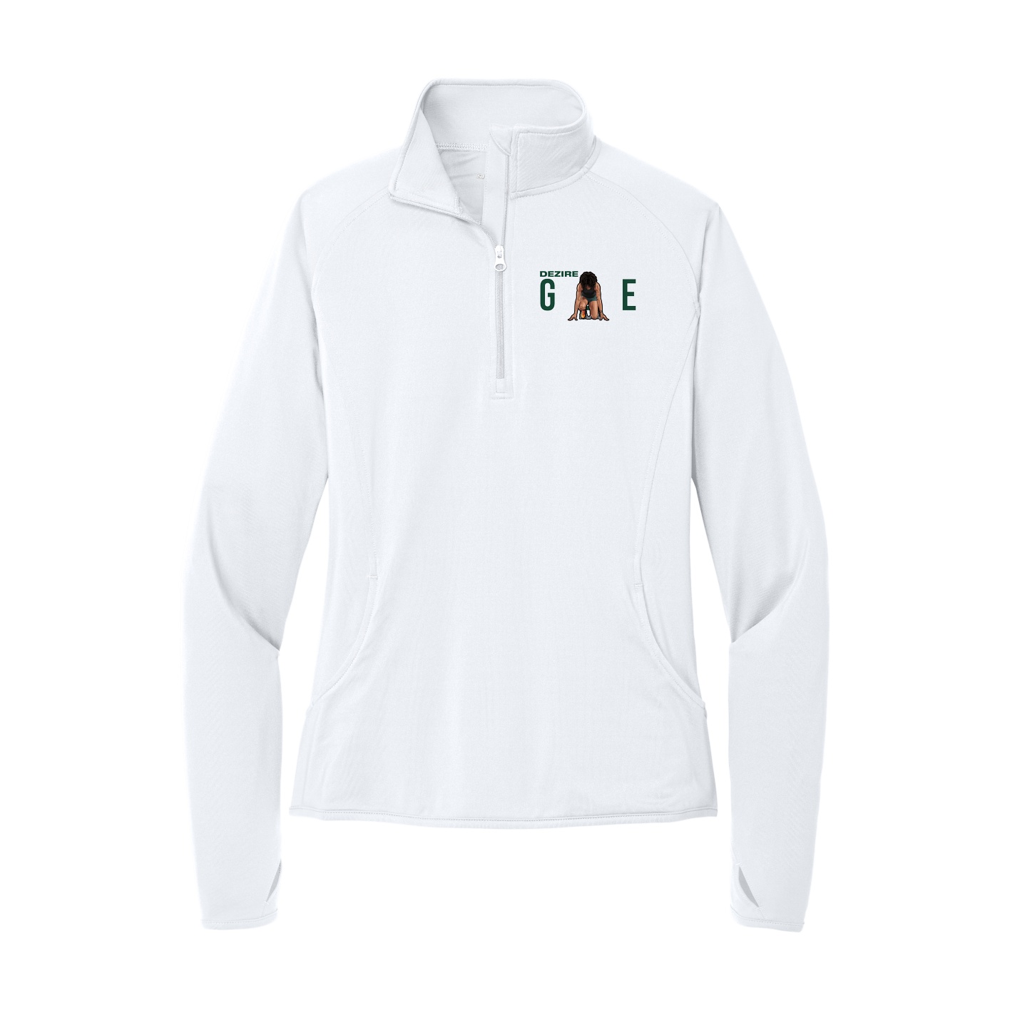 Women's Q-Zip Pullover — Player Name in White