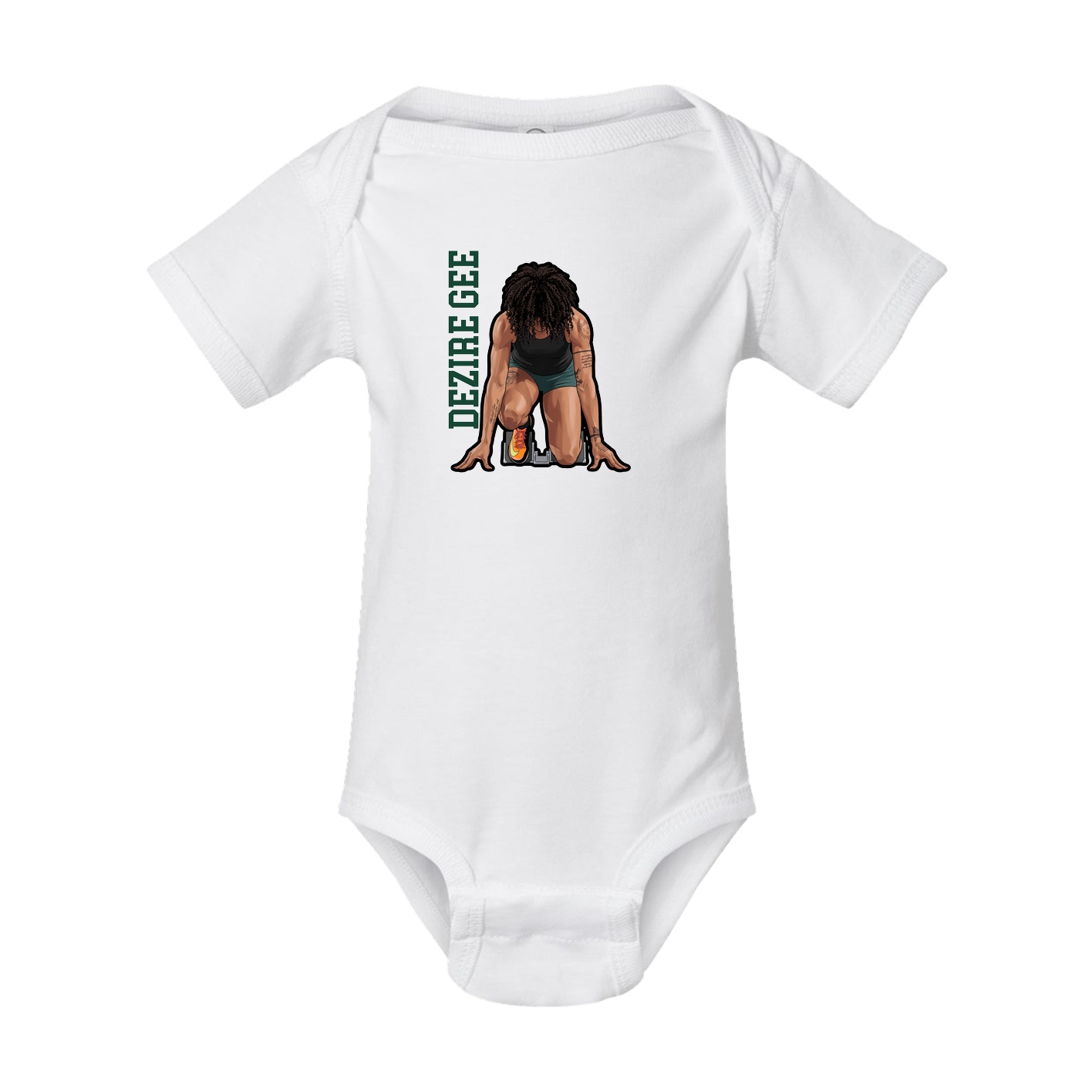 Baby Onesie — Name Vertical in White