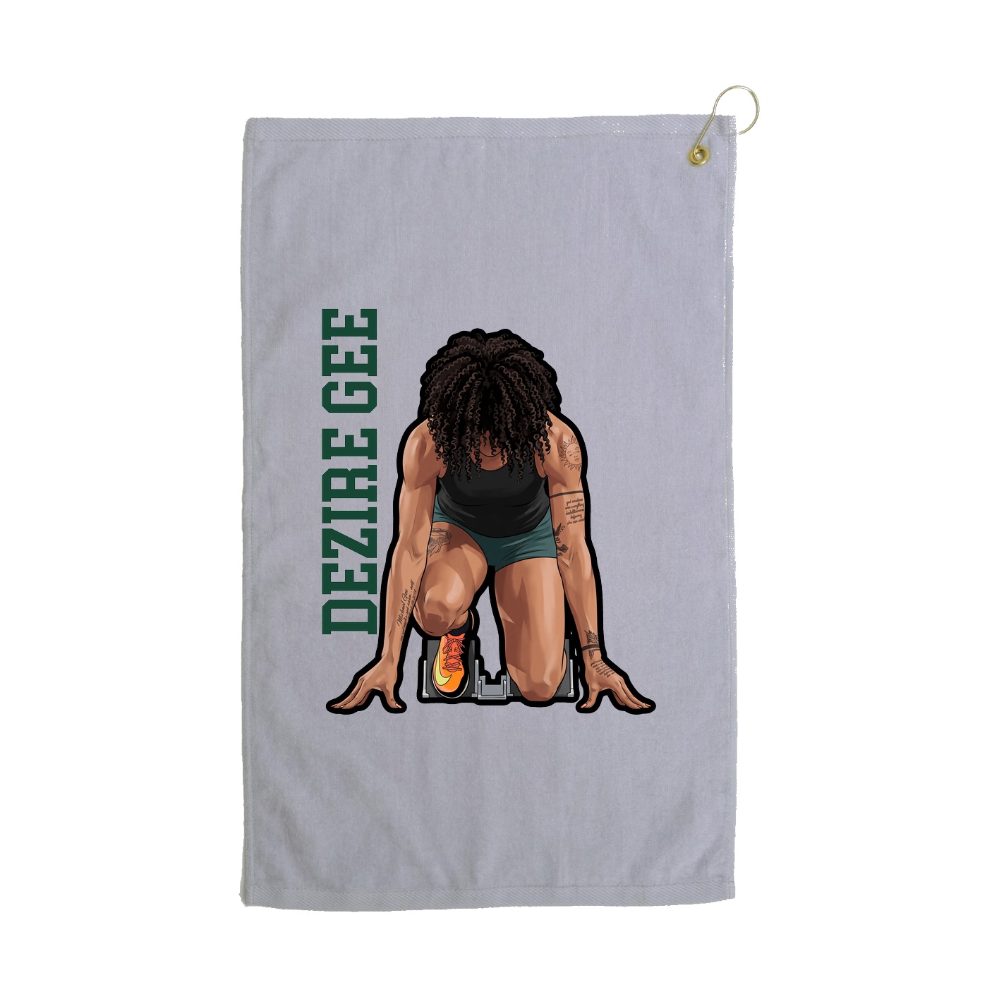 Golf Towel — Name Vertical in Grey