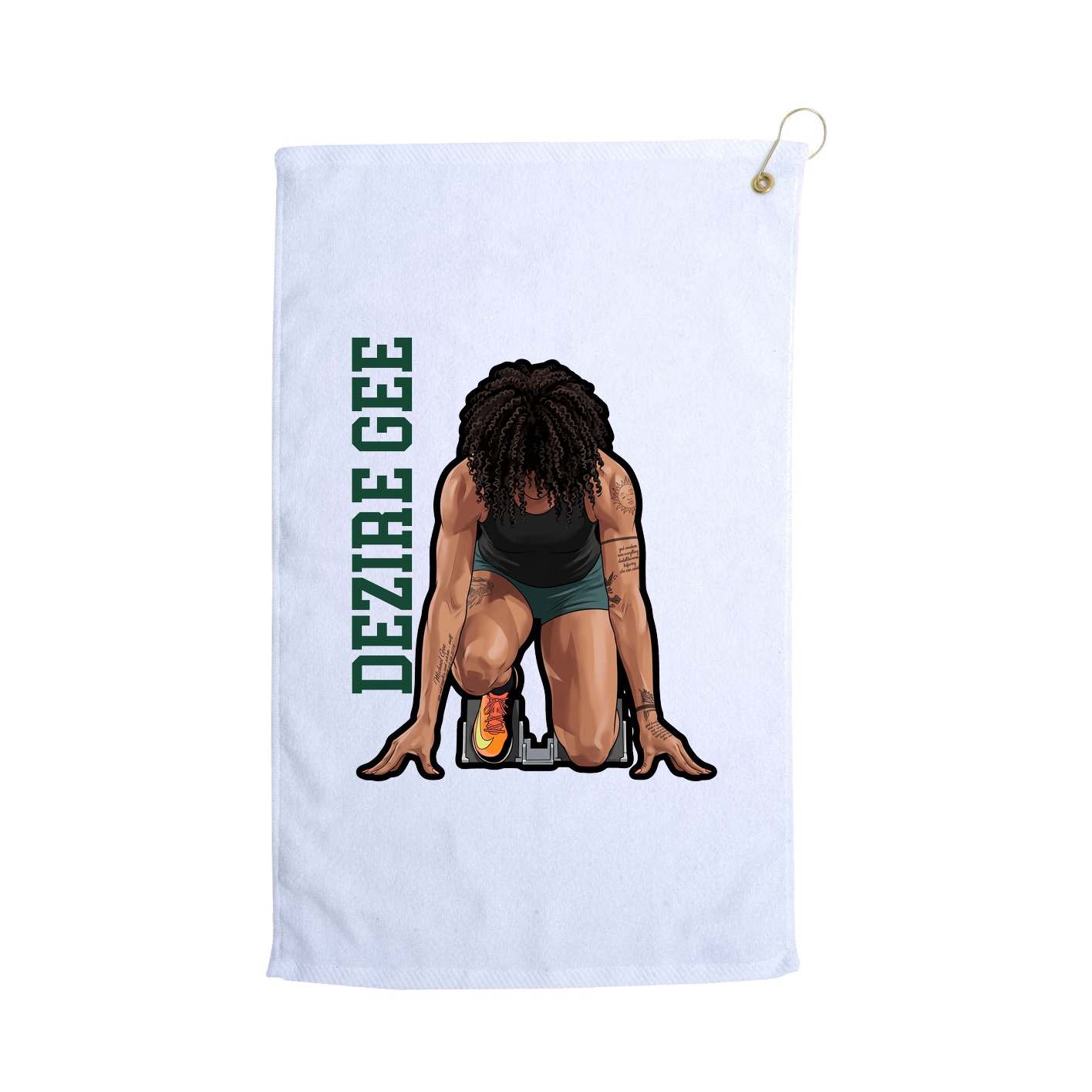Golf Towel — Name Vertical in White