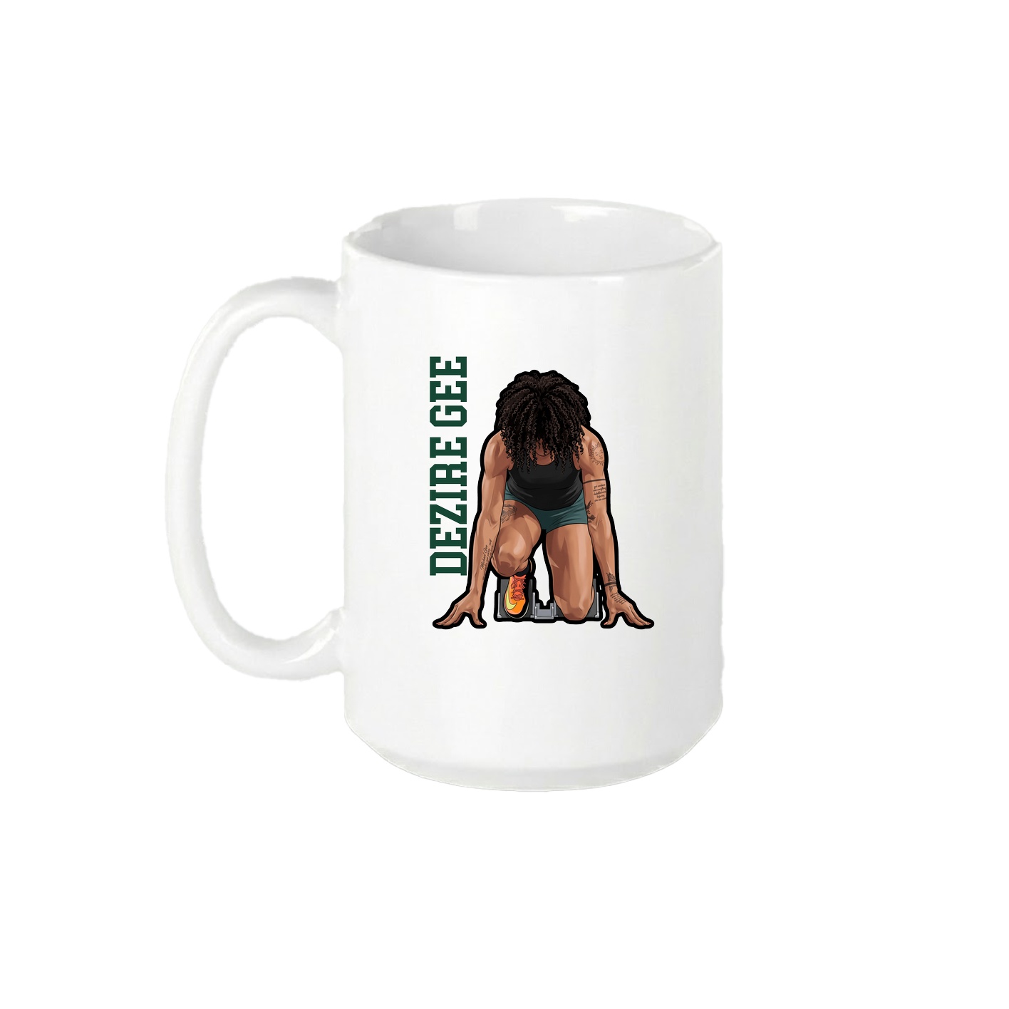 15oz Coffee Mug — Name Vertical in White
