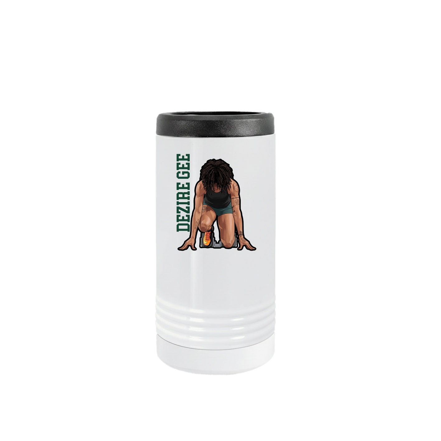 Slim Beverage Holder — Name Vertical in White