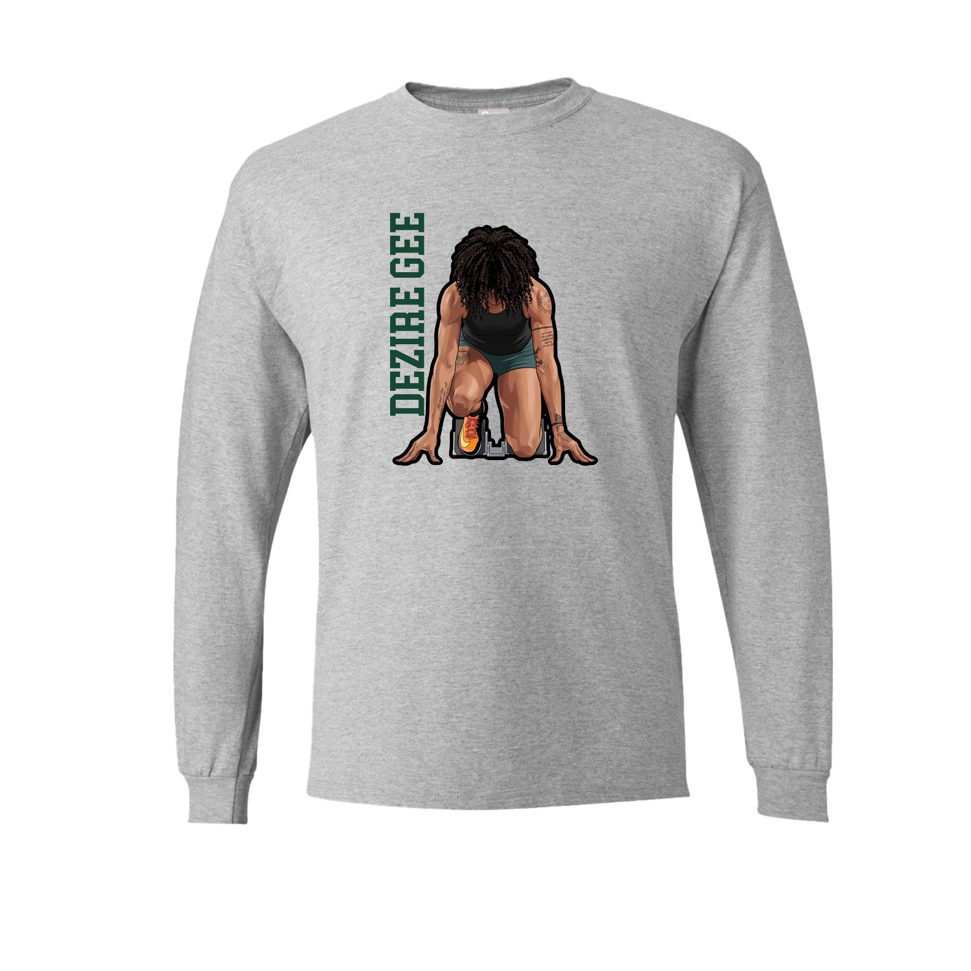 Long Sleeve Tee — Name Vertical in Grey