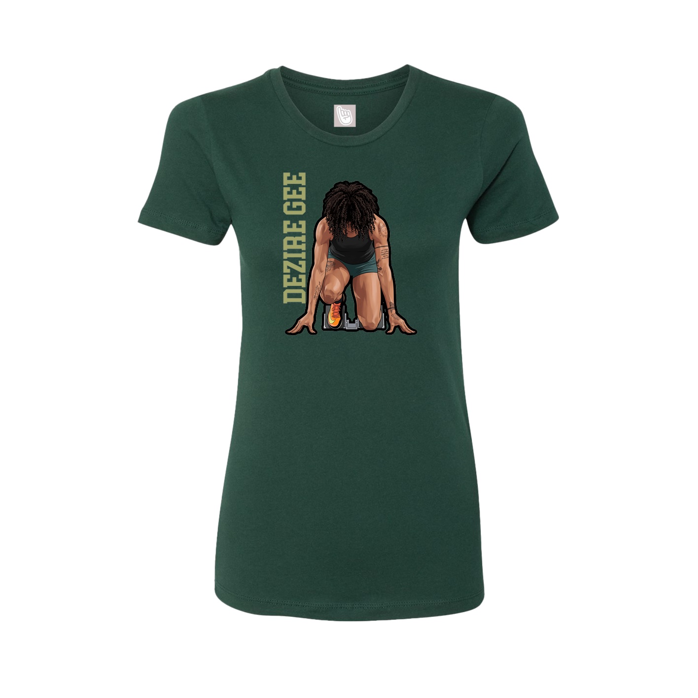 Fitted Women's Tee — Name Vertical in Green