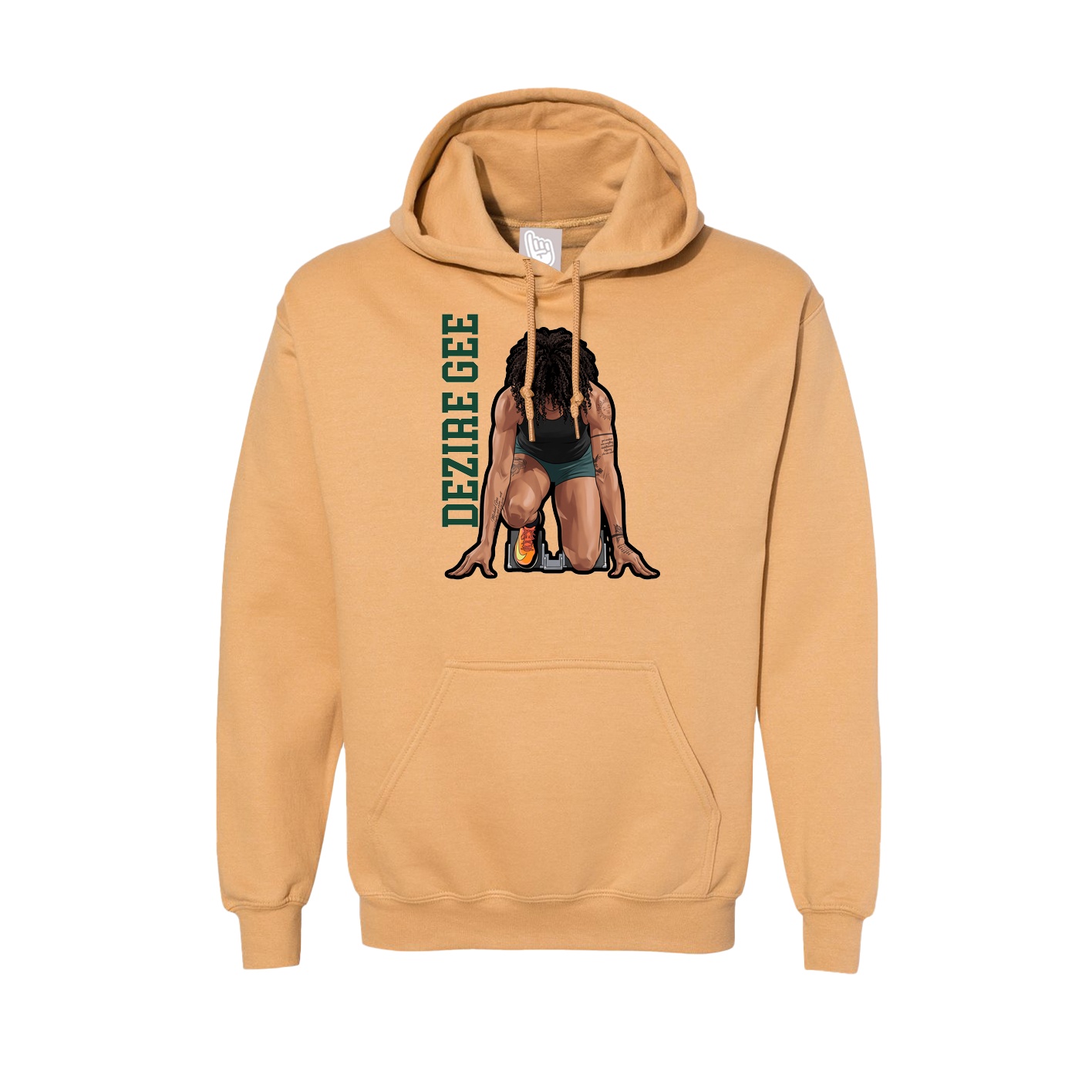 Hoodie — Name Vertical in Vegas Gold