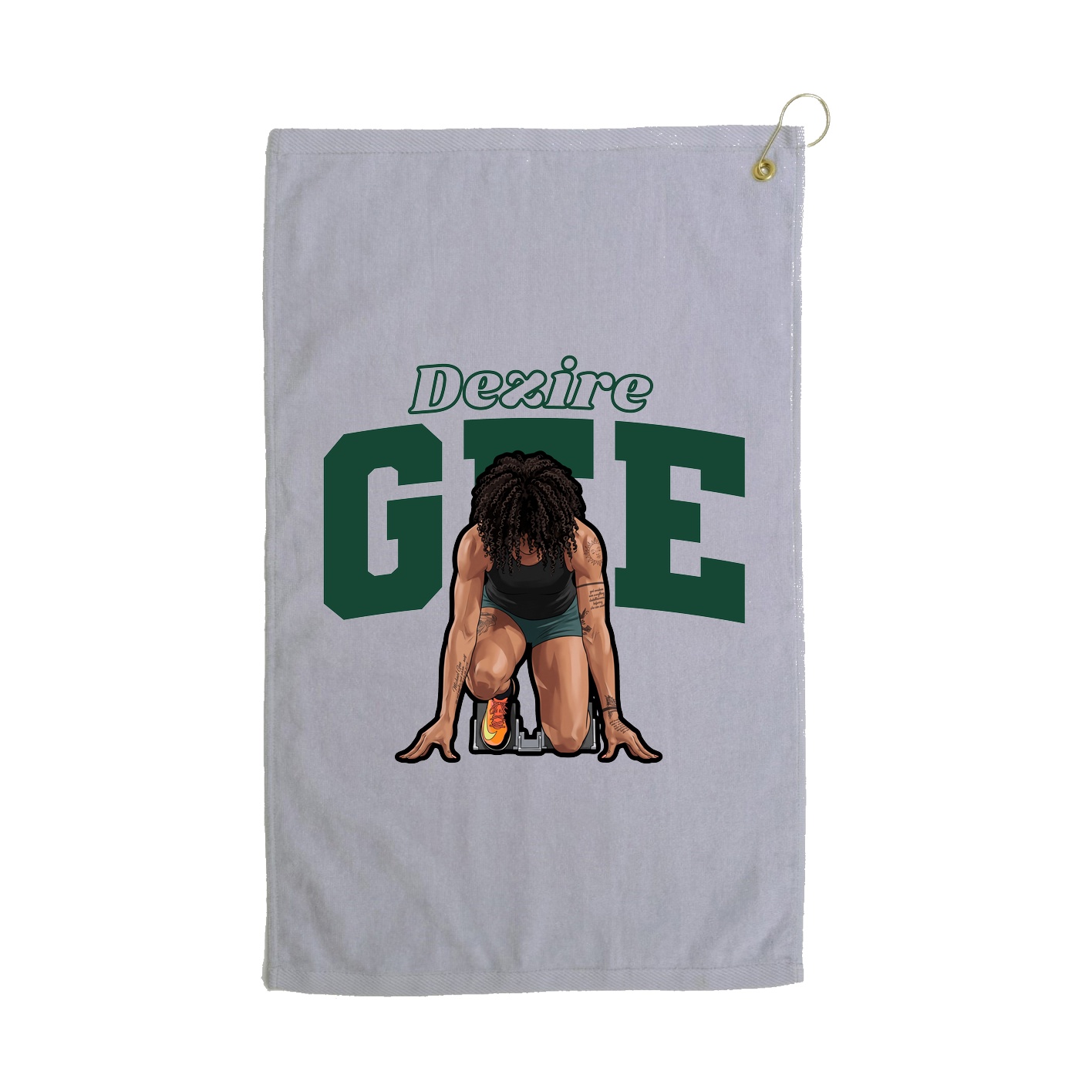 Golf Towel — Name Arch in Grey
