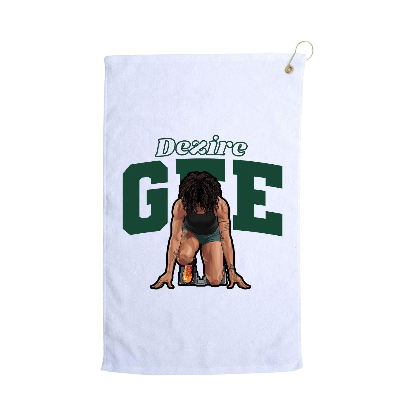 Golf Towel — Name Arch in White