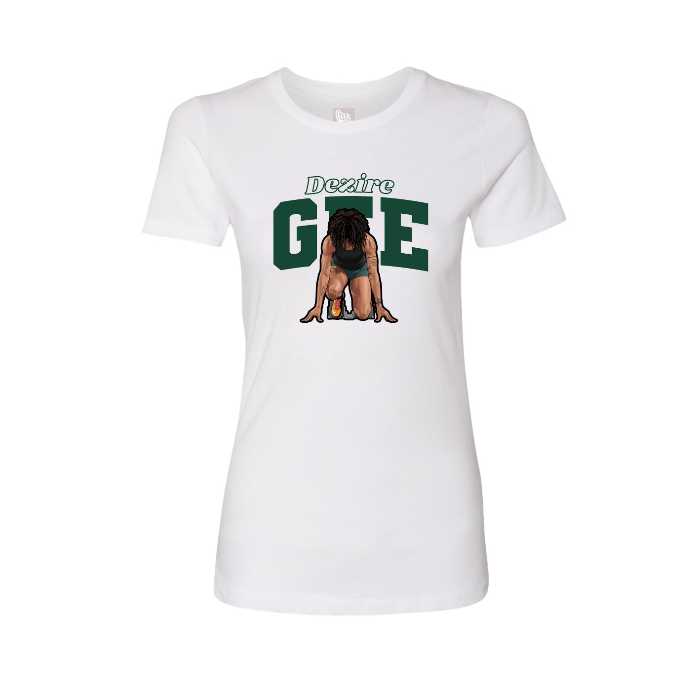 Fitted Women's Tee — Name Arch in White