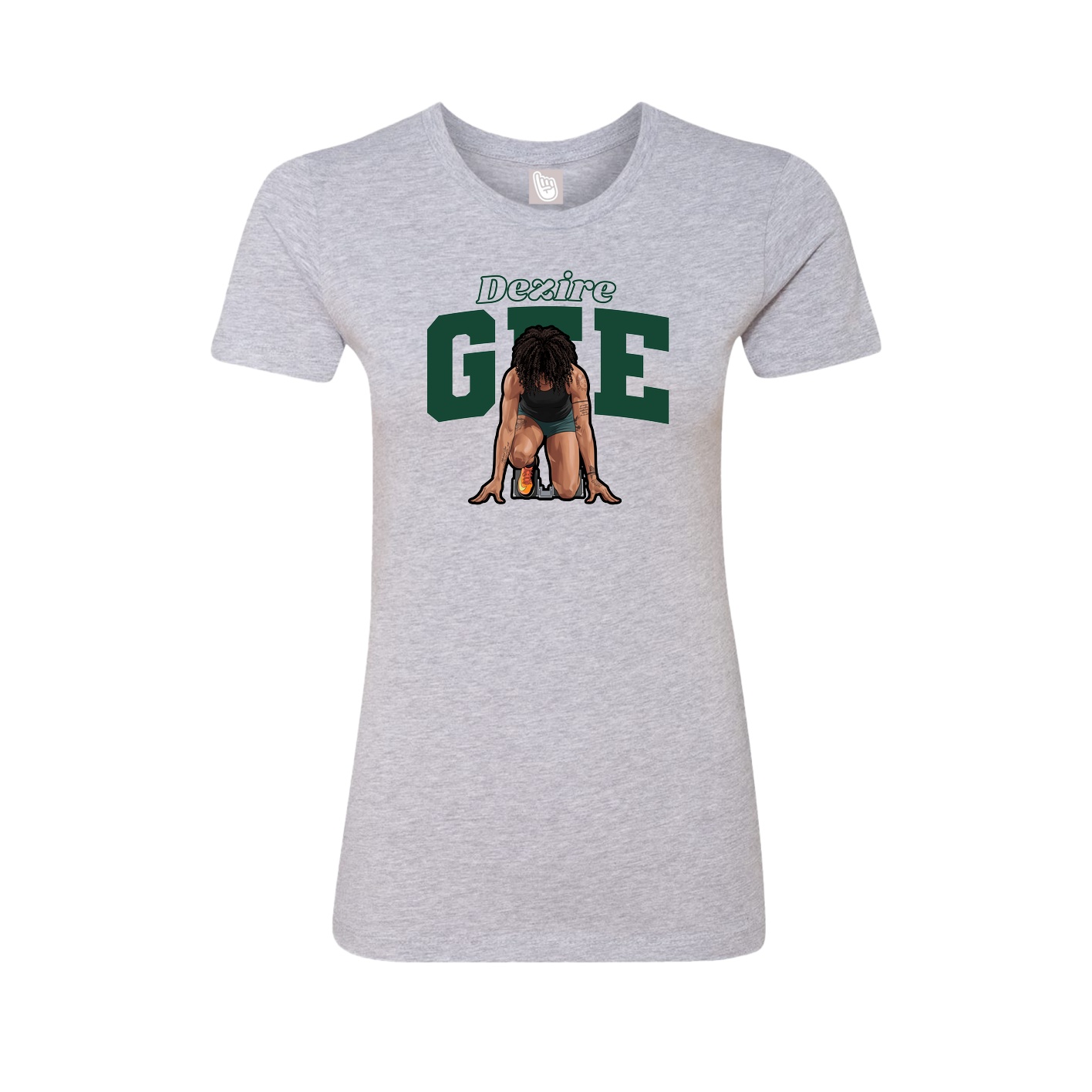 Fitted Women's Tee — Name Arch in Grey