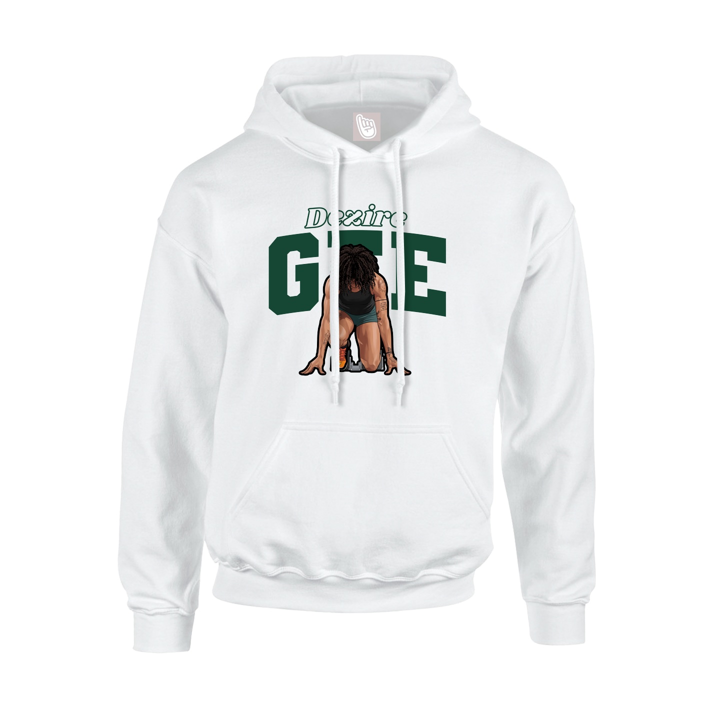 Youth Hoodie — Name Arch in White