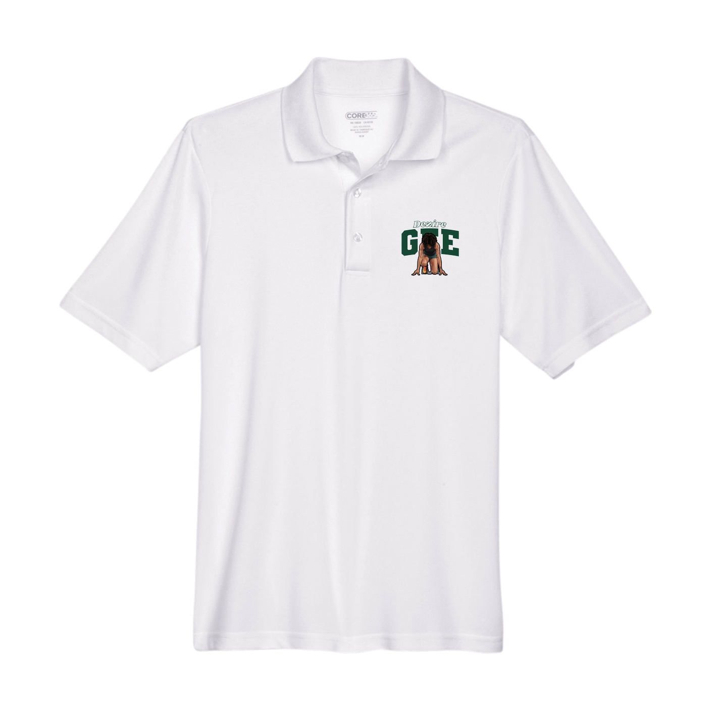 Performance Polo — Name Arch in White