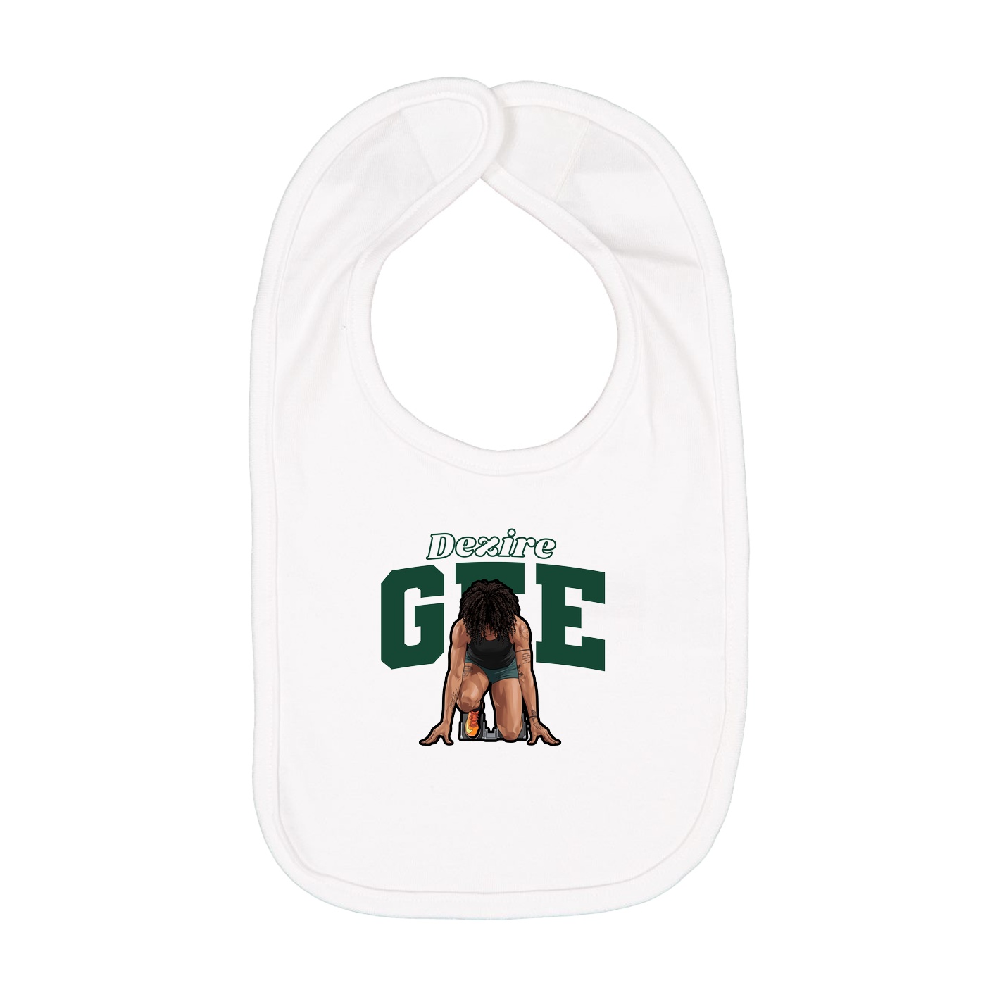Infant Bib — Name Arch in White