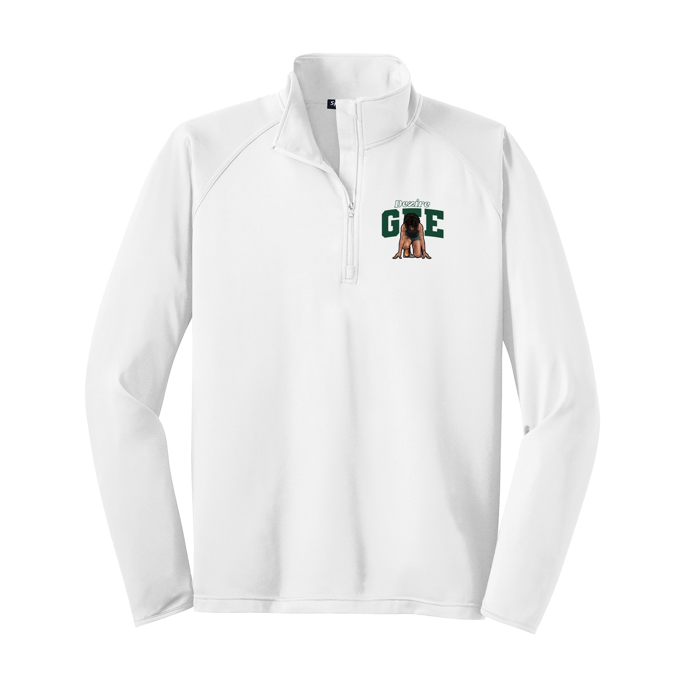 Q-Zip Pullover — Name Arch in White