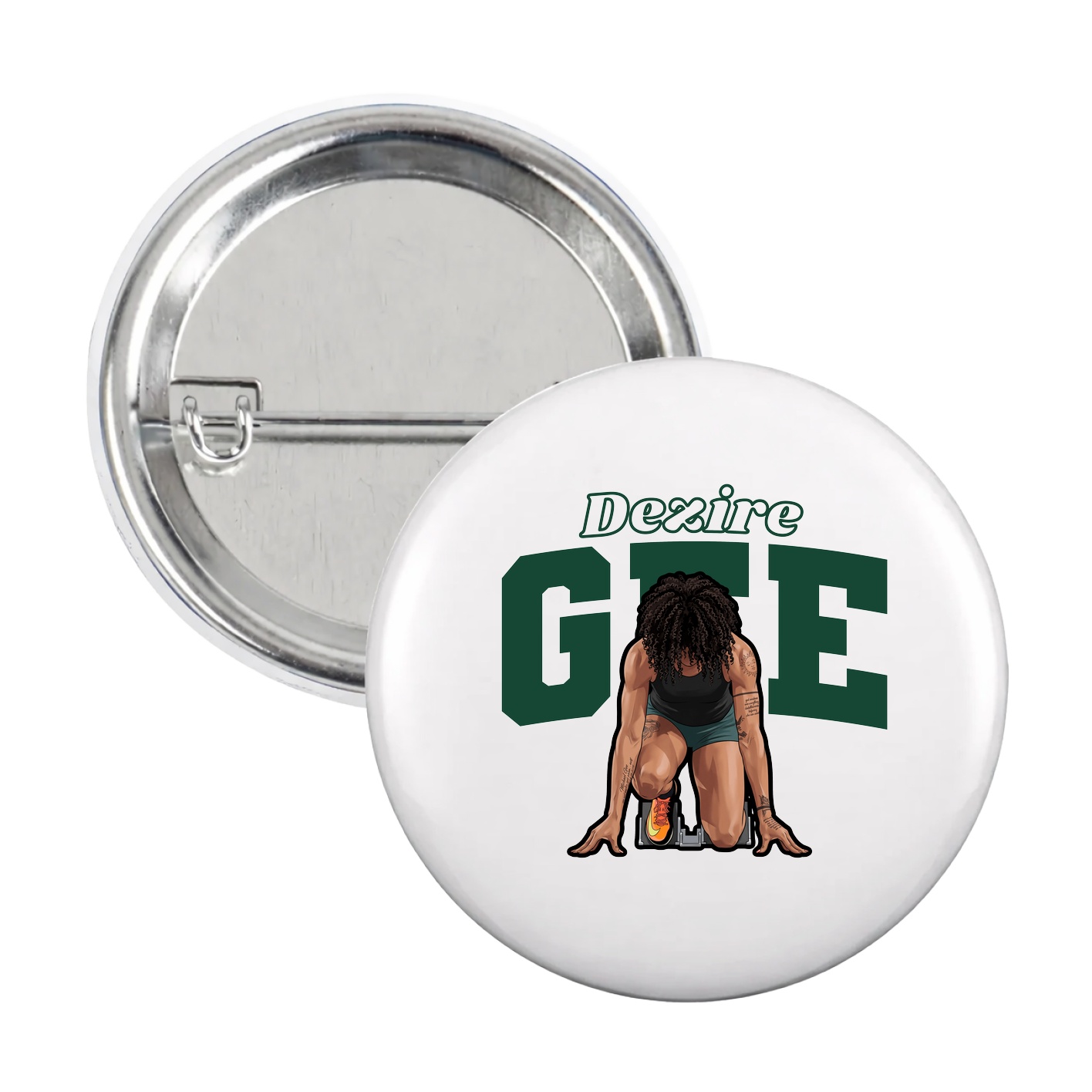 Game Day Button — Name Arch in White