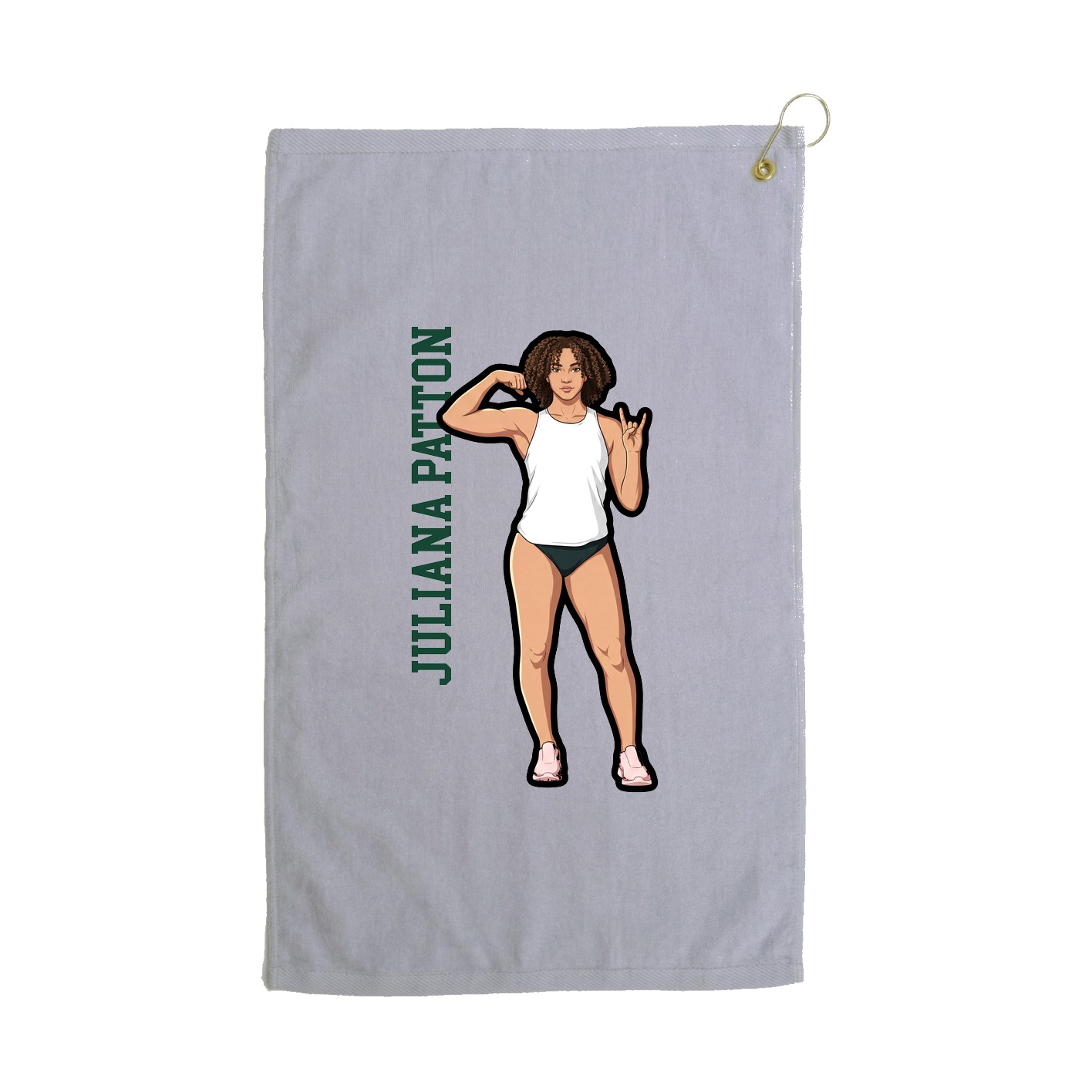 Golf Towel — Name Vertical in Grey