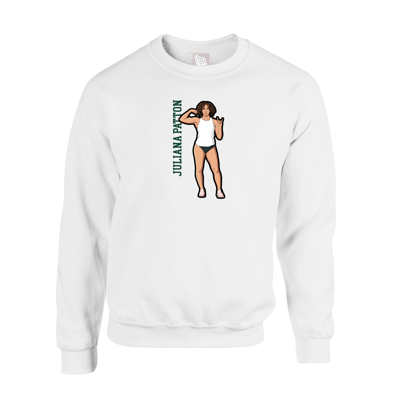 Fleece Crew — Name Vertical in White