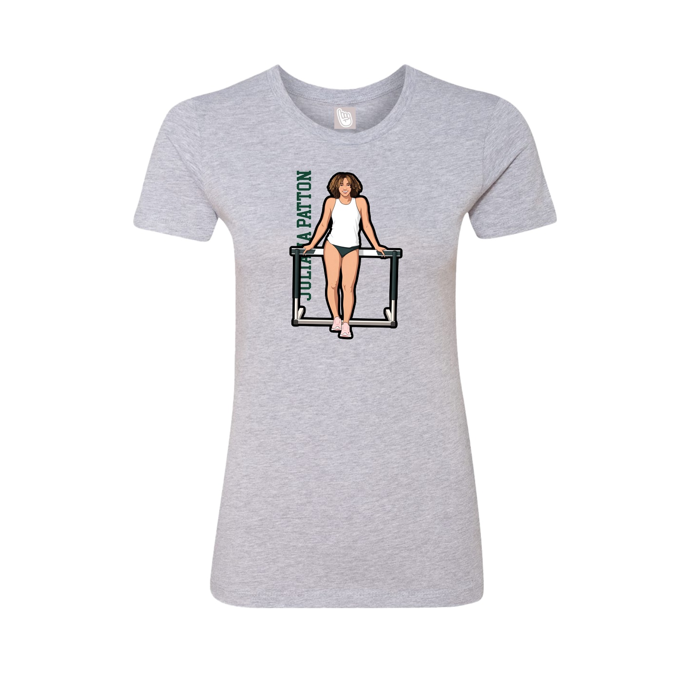Fitted Women's Tee — Name Vertical in Grey