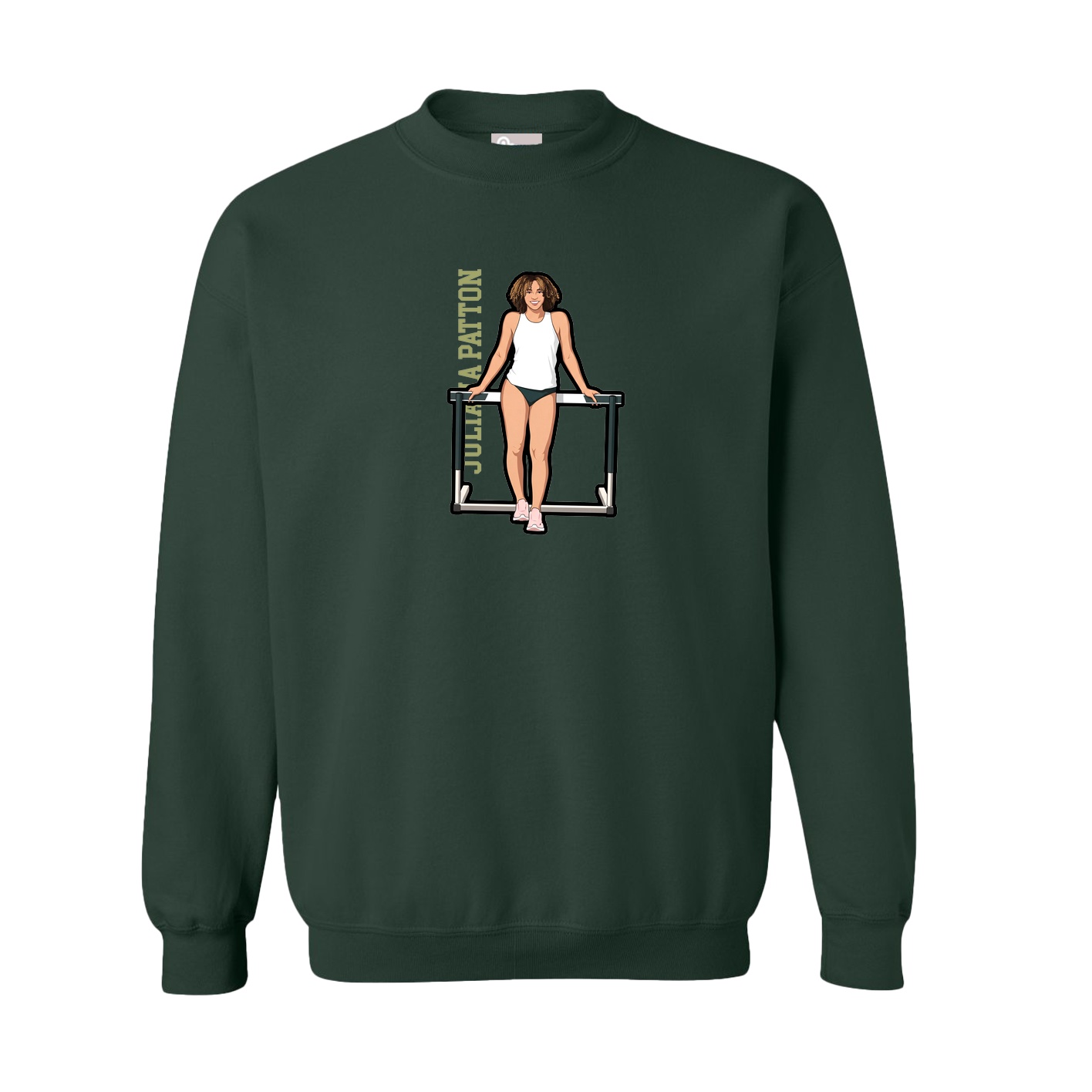 Fleece Crew — Name Vertical in Green