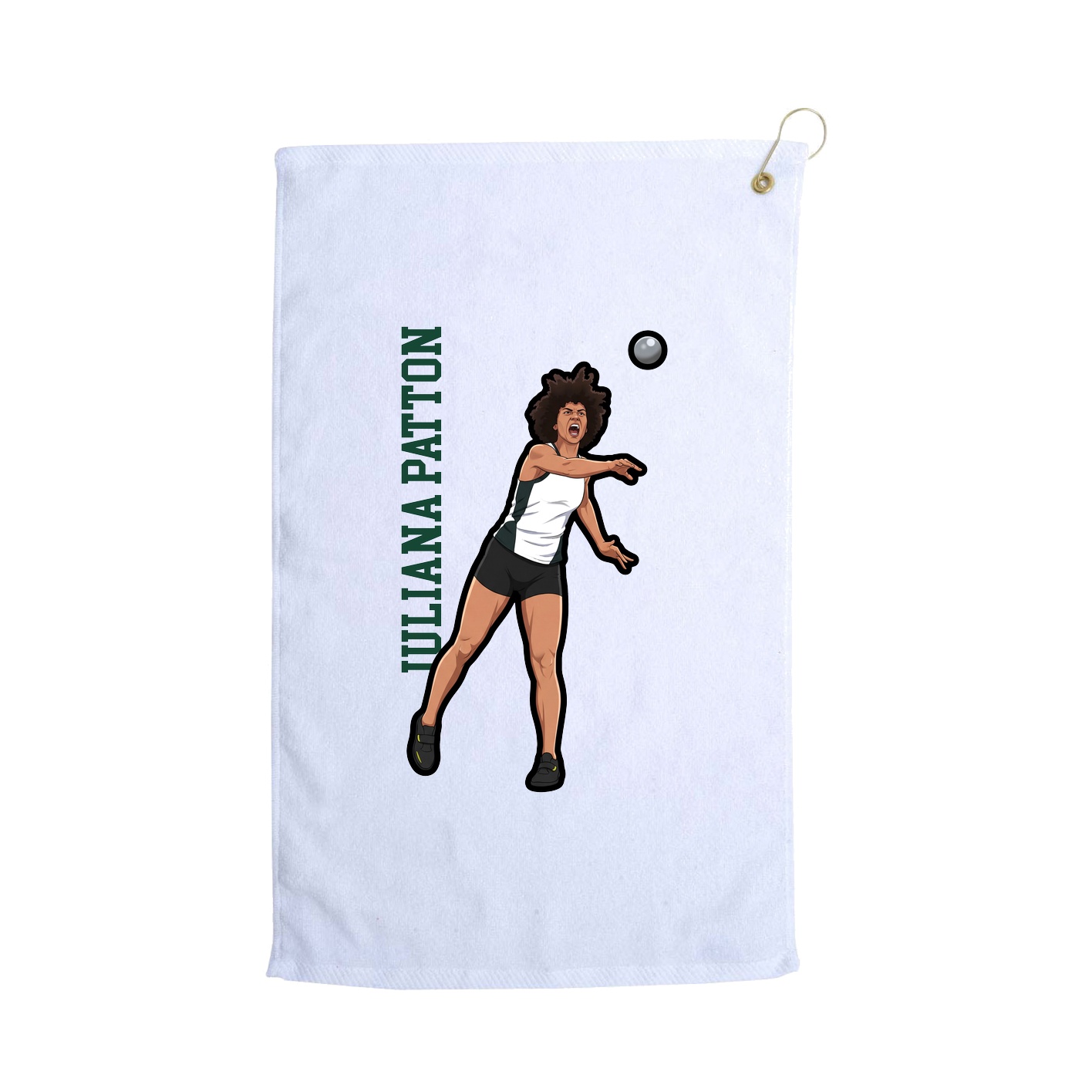 Golf Towel — Name Vertical in White