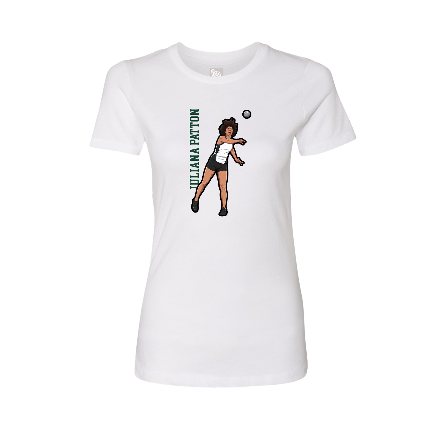 Fitted Women's Tee — Name Vertical in White