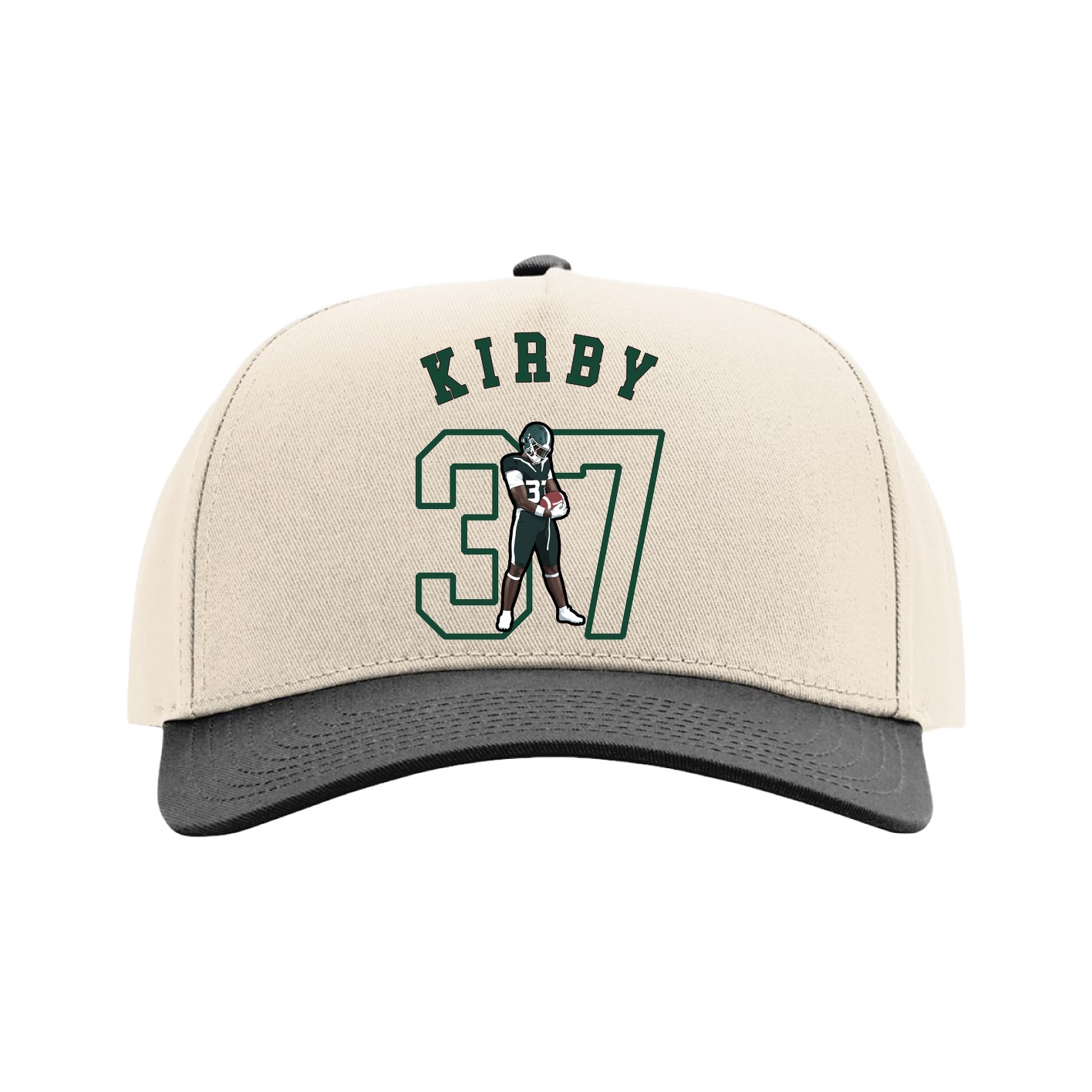 Full Fabric Five-Panel Champ Cap — Shirsey Arch in Cream/Black