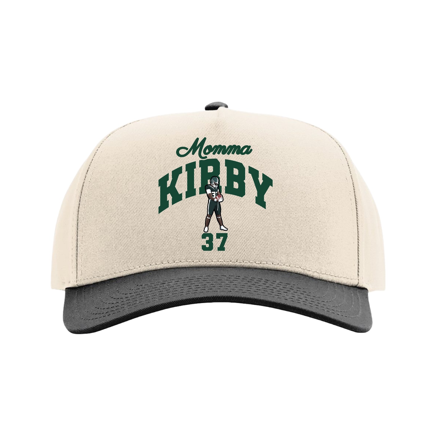 Full Fabric Five-Panel Champ Cap — Mothers Day Arch in Cream/Black