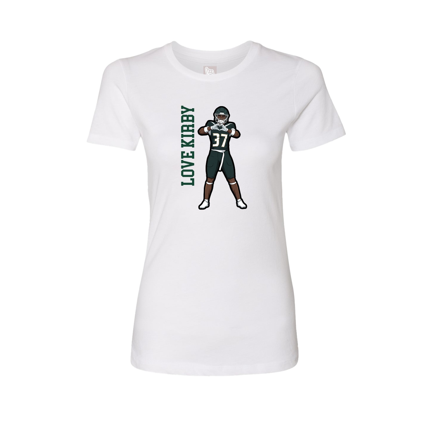 Fitted Women's Tee — Name Vertical in White