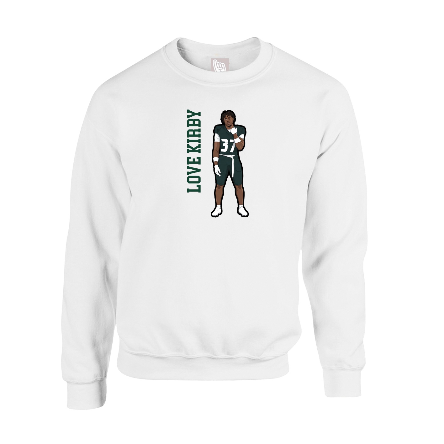 Fleece Crew — Name Vertical in White