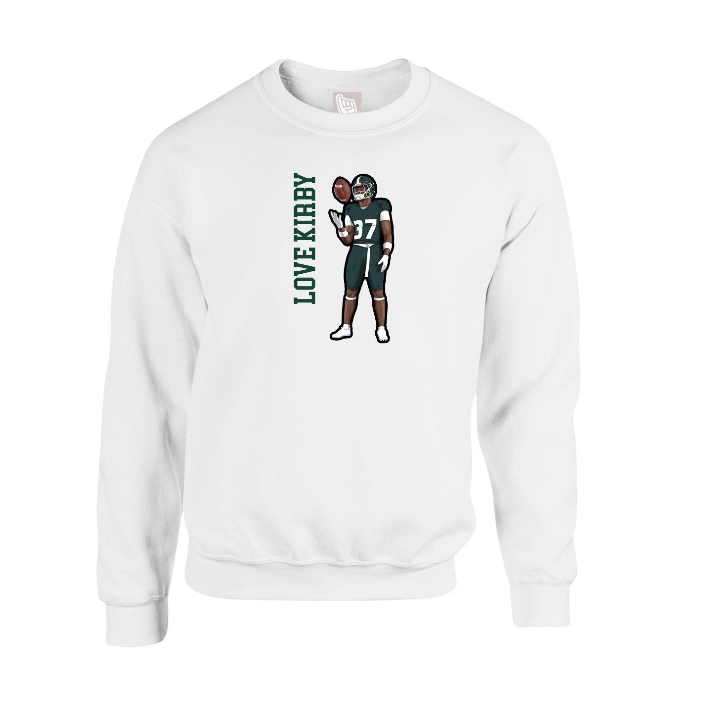 Fleece Crew — Name Vertical in White