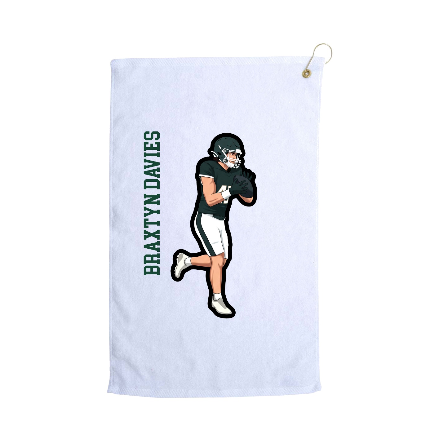 Golf Towel — Name Vertical in White