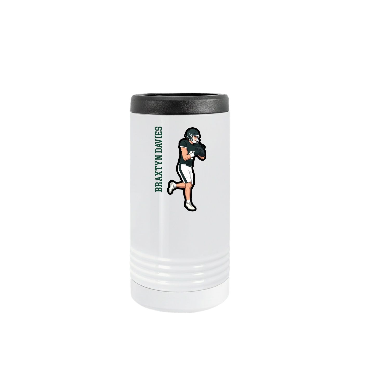 Slim Beverage Holder — Name Vertical in White