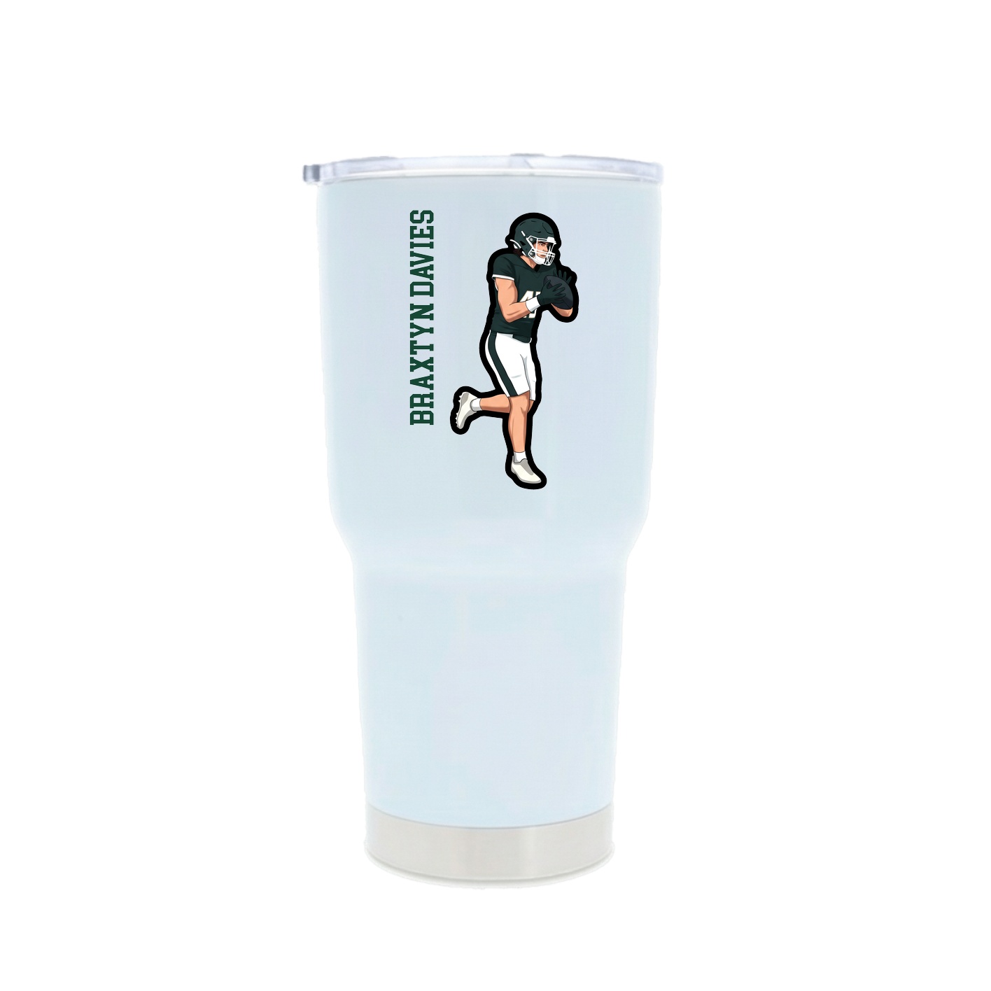 30oz Stainless Steel Tumbler — Name Vertical in White