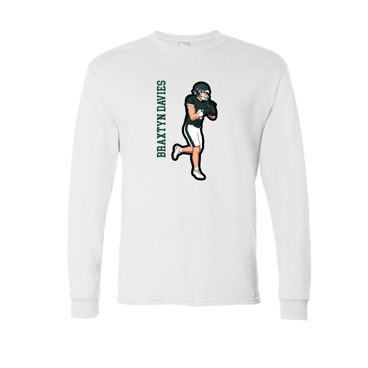 Long Sleeve Tee — Name Vertical in White