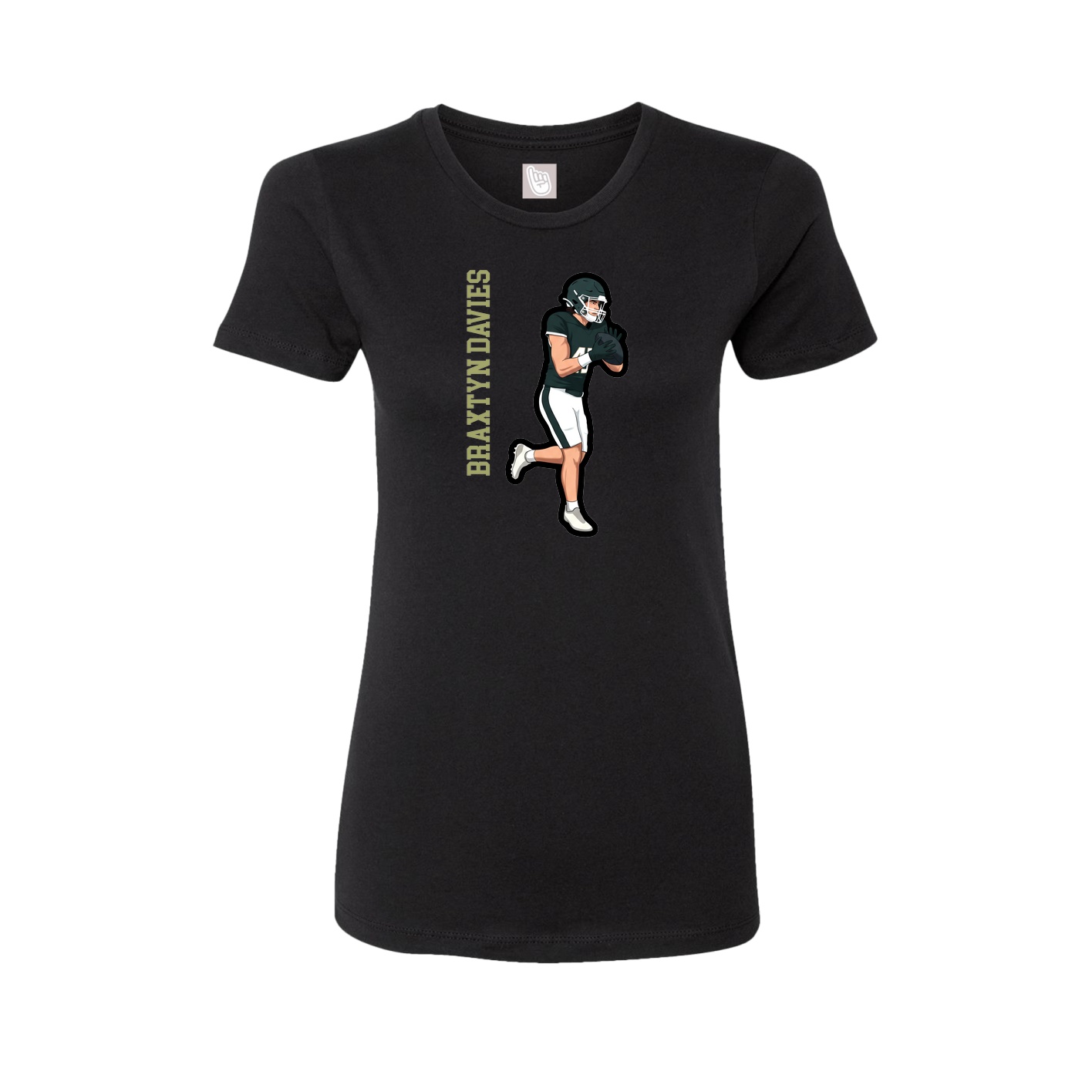 Womens Tee — Name Vertical in Black