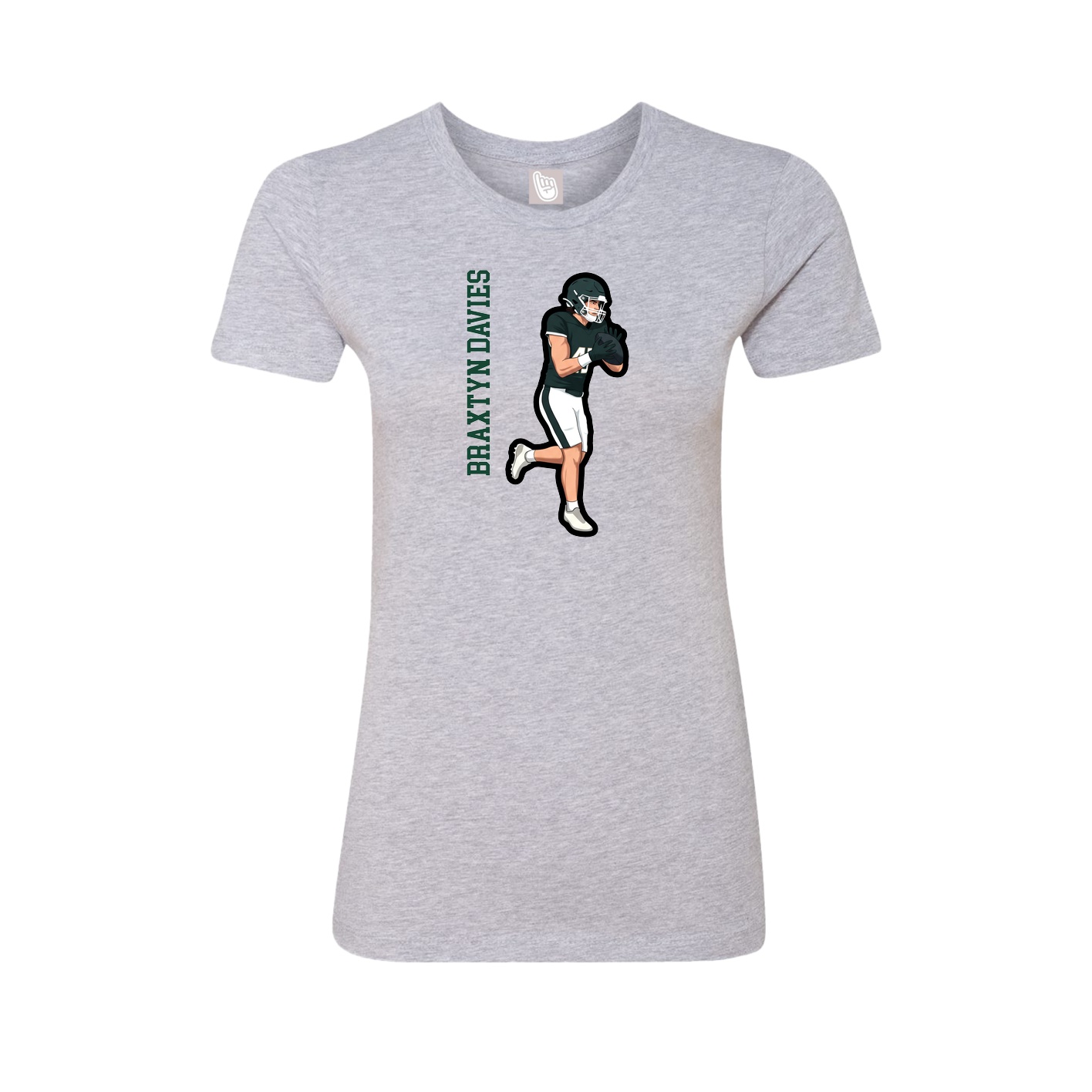 Womens Tee — Name Vertical in Grey