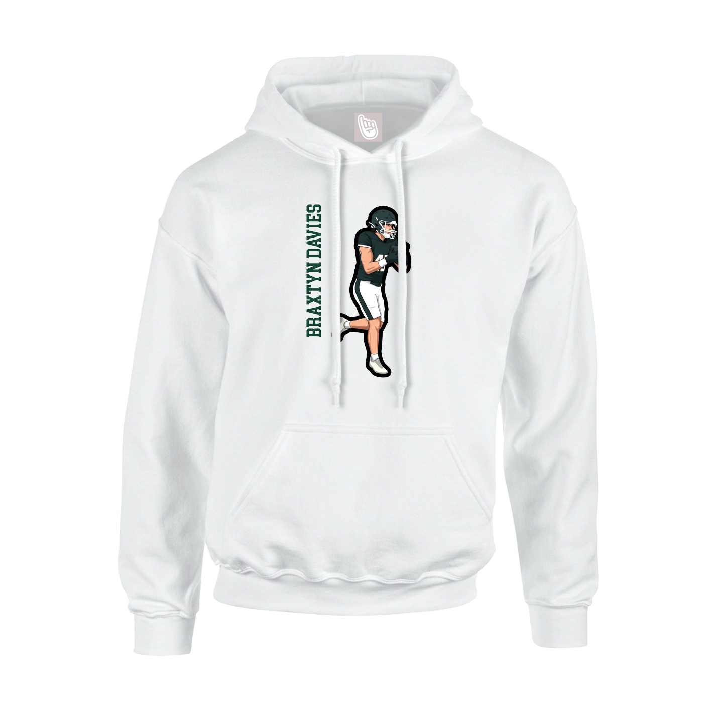 Youth Hoodie — Name Vertical in White