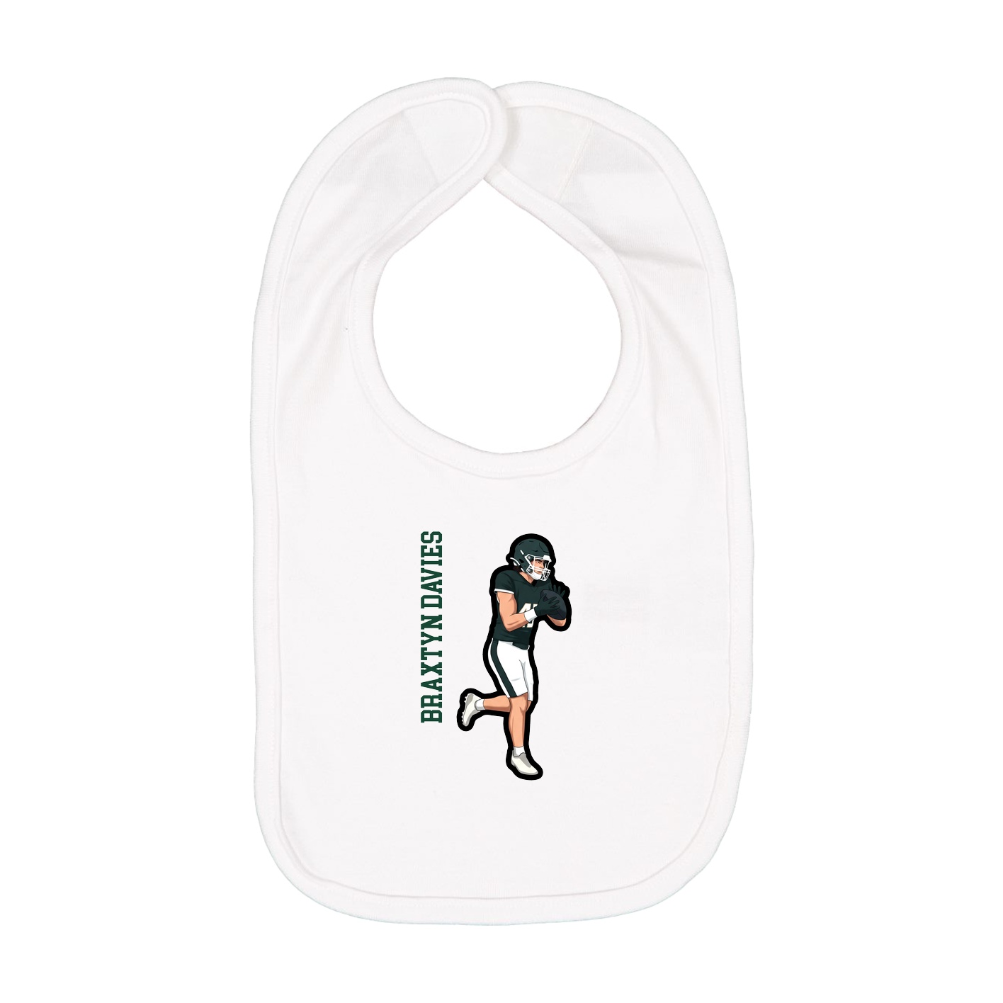 Infant Bib — Name Vertical in White