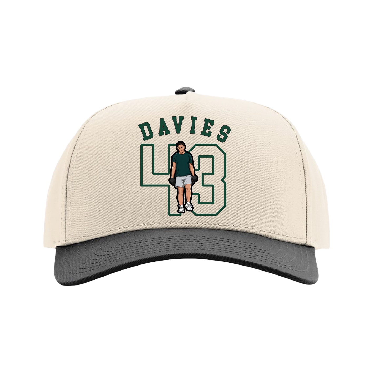 Full Fabric Five-Panel Champ Cap — Shirsey Arch in Cream/Black