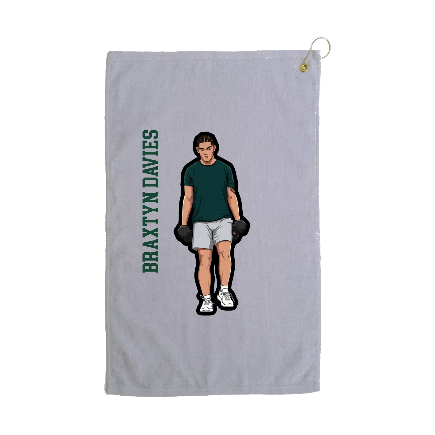 Golf Towel — Name Vertical in Grey