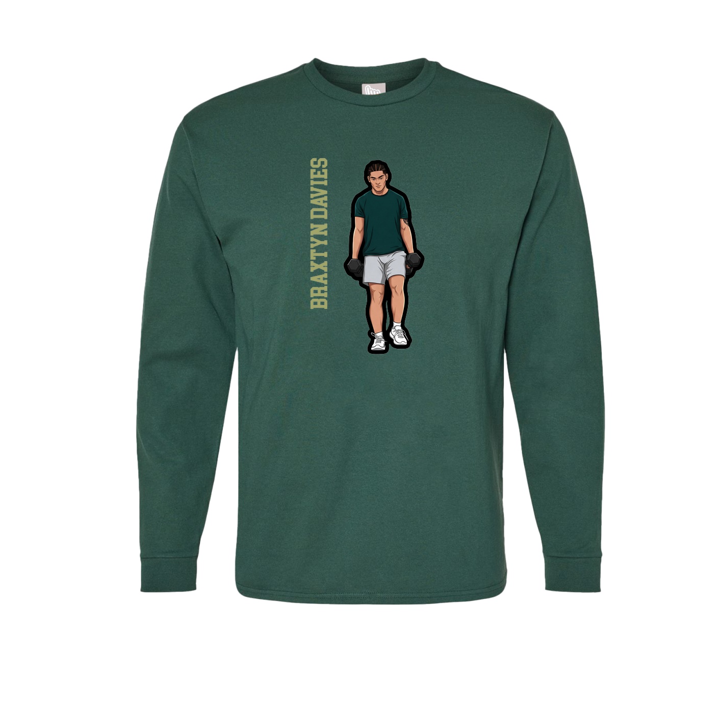 Long Sleeve Tee — Name Vertical in Green